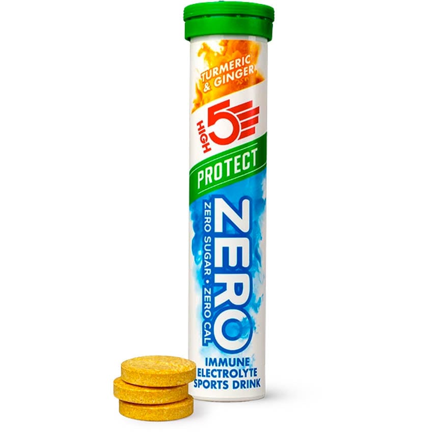 High5 ZERO Protect Electrolyte Drink tube with orange flavor and echinacea, 20-serving size, showing the colorful packaging.