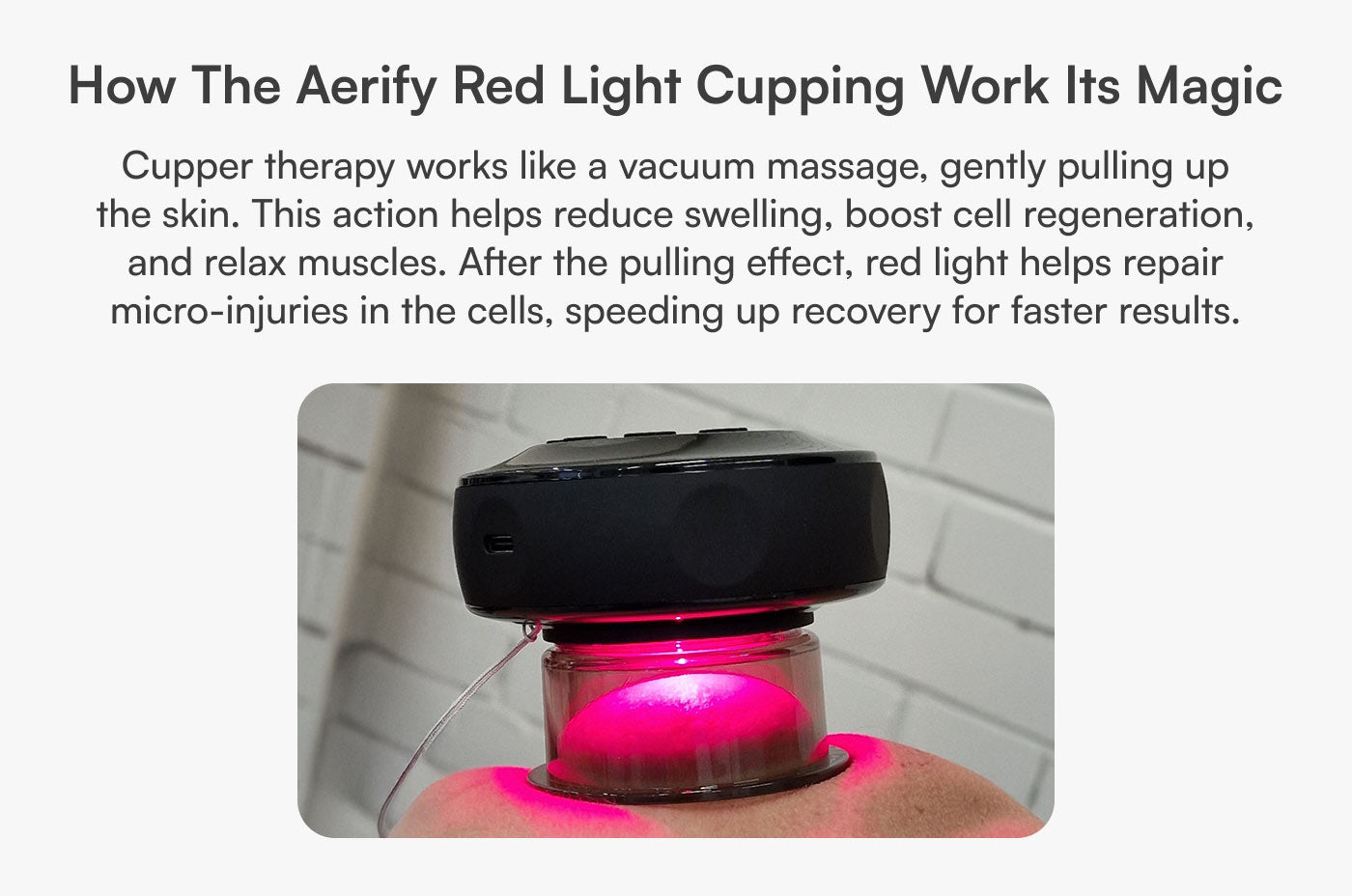 Aerify Dynamic Cupping device with red light therapy, portable massager with remote and carry case