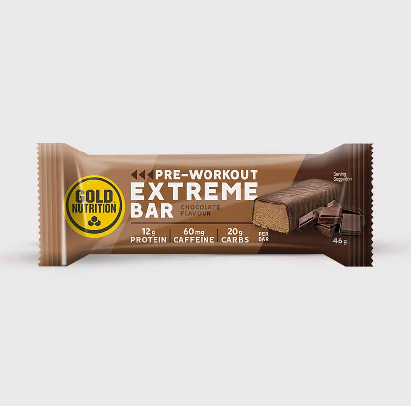 Pre-Workout Extreme Bar with 58% carbohydrates and 60mg caffeine for energy